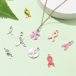 Awareness Ribbon Theme 50Pcs 9 Style Alloy Enamel Pendants & Awareness Ribbon Theme&nbsp;ENAM-YW0003-58