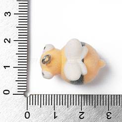 フロッキー不透明樹脂ペンダント  プラチナトーンの鉄ループ付き  ミツバチ  22x15x28mm  穴：2mm&nbsp;LS-RESI-G105-04D