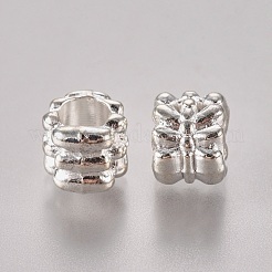 チベット風ヨーロピアンビーズ  大穴ビーズ  コラム  カドミウムフリー＆鉛フリー  銀  6.5x7.5mm  穴：5mm&nbsp;K0958021
