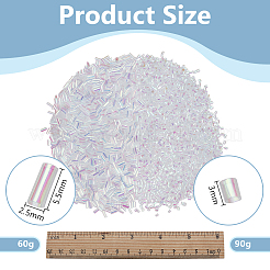 150g 2種類の取り外し可能なプラスチックビーズ  ブレスレット ネックレス用  洋服アクセサリー  コラム  透明  3~5.5x2.5mm  150グラム&nbsp;KY-OC0001-47