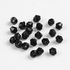 カット加工ダブルコーンクリアアクリルビーズ  染め  ブラック  4mm  穴：1mm  約11518個/443g&nbsp;LS-DBB4mm10