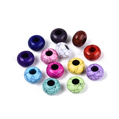 クラックル不透明アクリルヨーロッパビーズ  ロンデル  大穴ビーズ  ミックスカラー  13.5~14x8~8.5mm  穴：5.5mm  約549個/500g&nbsp;OACR-Q200-27