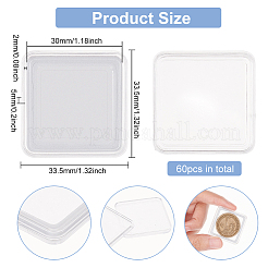プラスチックコインディスプレイボックス  コイン収集用  透明  33.5x33.5x5mm  内径：30x30mm&nbsp;ODIS-WH0030-12