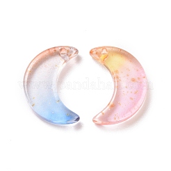 グラデーションカラーガラスペンダント  金箔  ムーン  ミックスカラー  16x11x3mm  穴：1.2mm&nbsp;GLAA-G081-01