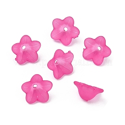分厚いマゼンタ透明つや消しの花のアクリルビーズ  サイズ：直径約13mm  厚さ7mm  穴：1mm&nbsp;X-PL560-14