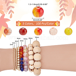 500Pcs 5 Colors Transparent Spray Painted Crackle Glass Beads&nbsp;CCG-PH0001-16