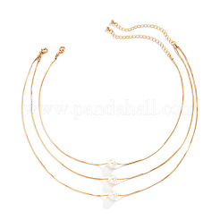 3Pcs Brass & Imitation Pearl Round Pendant Necklaces&nbsp;WGFA1C2-01