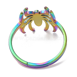 イオンプレーティング(IP) 304 ステンレススチール スパイダー 調節可能 女性用リング  虹色  内径：16.4mm&nbsp;RJEW-M149-06RC