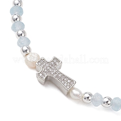 Dyed Natural Malaysia Jade Rondelle & Cultured Freshwater Pearl Beaded Stretch Bracelets&nbsp;BJEW-JB13380-02