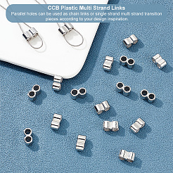 CCB プラスチック マルチ連 リンク  2穴スペーサーバー  プラチナ  7x14x7mm  穴：4.5mm  200個/箱&nbsp;CCB-AR0001-07