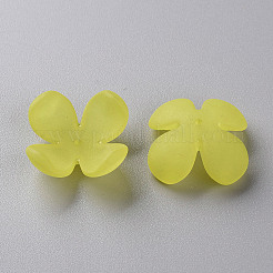 つや消しアクリルビーズキャップ  4花びら  花  きいろ  27x27x11mm  穴：1.8mm  約276個/500g&nbsp;MACR-S371-06A-717