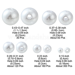 5スタイルabsプラスチック模造真珠ビーズ  ラウンド  ホワイト  4~12mm  穴：1.6~2.3mm  690個/袋&nbsp;KY-FS0001-05
