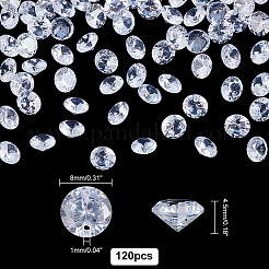 キュービックジルコニアチャーム  多面カット  フラットラウンド  透明  8x4mm  穴：1mm  120個/箱&nbsp;FIND-PH0007-11