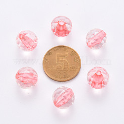透明なアクリルビーズ  ラウンド  多面カット  ライトコーラル  6x5.5mm  穴：1.4mm  約4160個/500g&nbsp;TACR-S154-11A-52