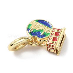 Brass Micro Pave Cubic Zirconia European Dangle Charms&nbsp;KK-P233-13G