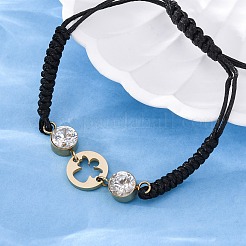 Flat Round with Angel 304 Stainless Steel Link Bracelets&nbsp;BJEW-A036-04A-G