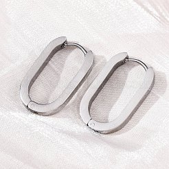 変色しにくい304ステンレススチール製フープピアス  オーバル  ステンレス鋼色  21.5x12x3mm  ピン：1mm&nbsp;STAS-H156-11C-P
