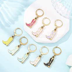 304ステンレススチール製エナメル編みステッチマーカーリング  カウボーイブーツ  ミックスカラー  3.4cm&nbsp;HJEW-JM04374