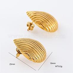 3 Pairs Stainless Steel Textured Teardrop Stud Earrings&nbsp;GW2125