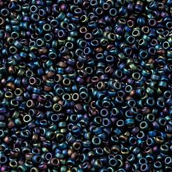 MIYUKIラウンドロカイユビーズ  日本製シードビーズ  （rr401fr）マットブラックab  15/0  1.5mm  穴：0.7mm  約5555PCS /ボトル  10 G /ボトル&nbsp;SEED-JP0010-RR0401FR