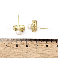 Brass Clear Cubic Zirconia Round Stud Earrings&nbsp;EJEW-L261-020G
