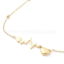 Ion Plating(IP) 304 Stainless Steel Heart Beat Pendants Necklace&nbsp;NJEW-K252-05G