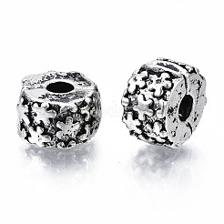 合金ヨーロピアンスタイルクラスプ  花を持つ列  アンティークシルバー  10.5x6mm  穴：3mm&nbsp;PDLC-R001-02AS