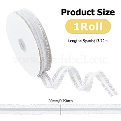 15ヤードのポリエステルフリル伸縮性レーストリム  洋服の縫製に  ホワイト  3/4インチ（20mm）&nbsp;OCOR-WH0088-81A