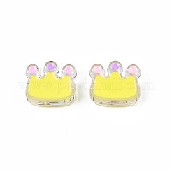 透明なアクリルビーズ  エナメル  クラウン  シャンパンイエロー  22x25x8mm  穴：2.5mm&nbsp;LS-ACRC-S039-08C
