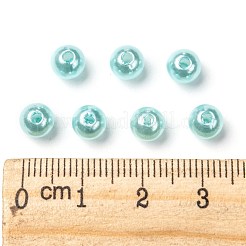 パール調アクリルビーズ  染め  ラウンド  アクアマリン  6x5.5mm  穴：1.5~2mm  約4500個/ポンド&nbsp;PL609-01
