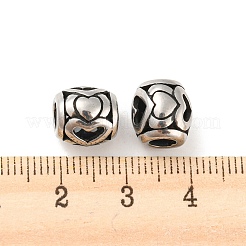 316サージカルステンレスビーズ  ハート  アンティークシルバー  9.5x9.5mm  穴：4mm&nbsp;STAS-Q304-17AS