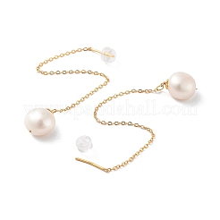 Round Natural Pearl Earrings for Women&nbsp;EJEW-E303-02G