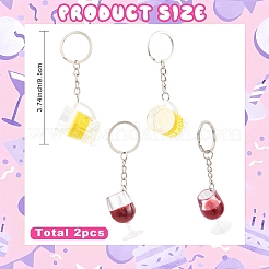 2Pcs 2 Colors Transparent Resin Drink Keychains&nbsp;KEYC-YW00240