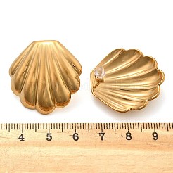 304ステンレススチールシェル型スタッドピアス（女性用）  ゴールドカラー  29x28.5mm&nbsp;EJEW-K306-23G