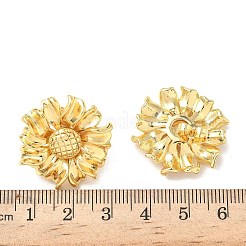 ひまわりの真鍮スタッドピアス  ラックめっき  長持ちメッキ  カドミウムフリー＆鉛フリー  18KGP本金メッキ  25x26.5mm&nbsp;EJEW-F389-08G