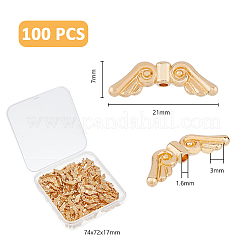 100個の合金ビーズ  ウイング  ライトゴールド  7x21x3mm  穴：1.6mm&nbsp;FIND-DC0005-29