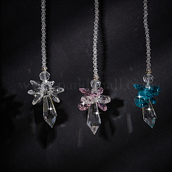 3個 3色ガラスエンジェル吊り下げサンキャッチャー  モカシン  330mm  1pc /カラー&nbsp;HJEW-BBC0001-18