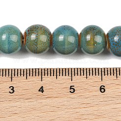 Handmade Fancy Antique Glazed Porcelain Ceramic Round Beads Strands&nbsp;PORC-L019-10mm-11