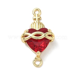 Brass with Glass Dark Red Sacred Heart Connector Charms&nbsp;KK-L253-27G