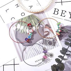 鋼線のブレスレットコードDIYのジュエリー作り  真鍮製ネジ式クラスプ付き  ミックスカラー  8-7/8インチ（22.5cm）  1mm  45個/セット&nbsp;TWIR-PH0001-01