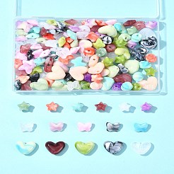 120個3スタイルの天然石風アクリルビーズセット  混合図形  ミックスカラー  11~15x11~17x7~10mm  穴：1~2mm  40個/スタイル&nbsp;OACR-FS0001-84
