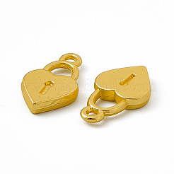 ラックメッキ合金ペンダント  カドミウムフリー＆ニッケルフリー＆鉛フリー  ハート南京錠チャーム  マットゴールドカラー  18.5x10.5x2.5mm  穴：1.5mm&nbsp;PALLOY-M202-21MG