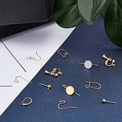 DIYイヤリング金具キット  真鍮製のクリップオン＆フープピアスのパーツを含む  真鍮製ボールポストスタッドピアス＆ピアスフック  304ステンレススチール製イヤーナット  ゴールデン·ステンレス鋼色  148個/箱&nbsp;FIND-SC0002-20