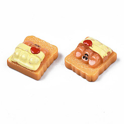 不透明なエポキシ樹脂カボション  模造食品  心のパン  ライトゴールデンロッドイエロー  20x18x10mm&nbsp;CRES-S358-50