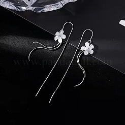 スターリングシルバーの花のイヤリング 925 個  プラチナ  80x12mm&nbsp;EJEW-P296-20P