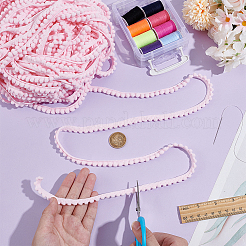 ポリエステルリボン  ポンポントリムボールフリンジリボン  ピンク  3/8インチ（10mm）&nbsp;OCOR-WH0086-77C