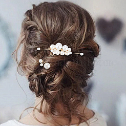 Copper Wire and ABS Imitation Pearl Hair Combs Sets for Women Girls&nbsp;OHAR-CY0001-20
