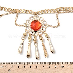 Alloy Cubic Zirconia Flower Tassel Bell Chain Belts for Women&nbsp;AJEW-D300-01G
