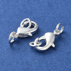 ラックメッキ真鍮カニカン  丸カン付き  長持ちメッキ  鉛フリー＆カドミウムフリー  銀  10x5.5x2mm  穴：2mm&nbsp;LS-KK-F090-26S-01