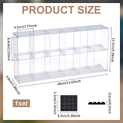 2-Tier 12-Slot Transparent Acrylic Mini Building Block Presentation Boxes without Lids&nbsp;ODIS-WH0030-145